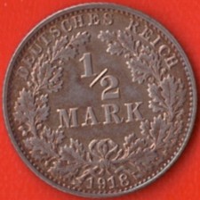 Deutsches Kaiserreich - 1/2 Mark - 1918 E - J&auml;ger 16 - 2
