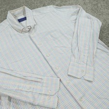 David Donahue Dress Shirt Mens Extra Large Button Down Regular Fit Window Pane