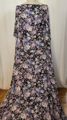100% French Silk Georgette Floral Rose Lavender Luxe Fabric By The Yard 45'' Wide