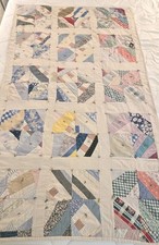 Vintage Child Crib Quilt 66" x 39" Hand Pieced Feed Sack Cotton 1930's or 40's