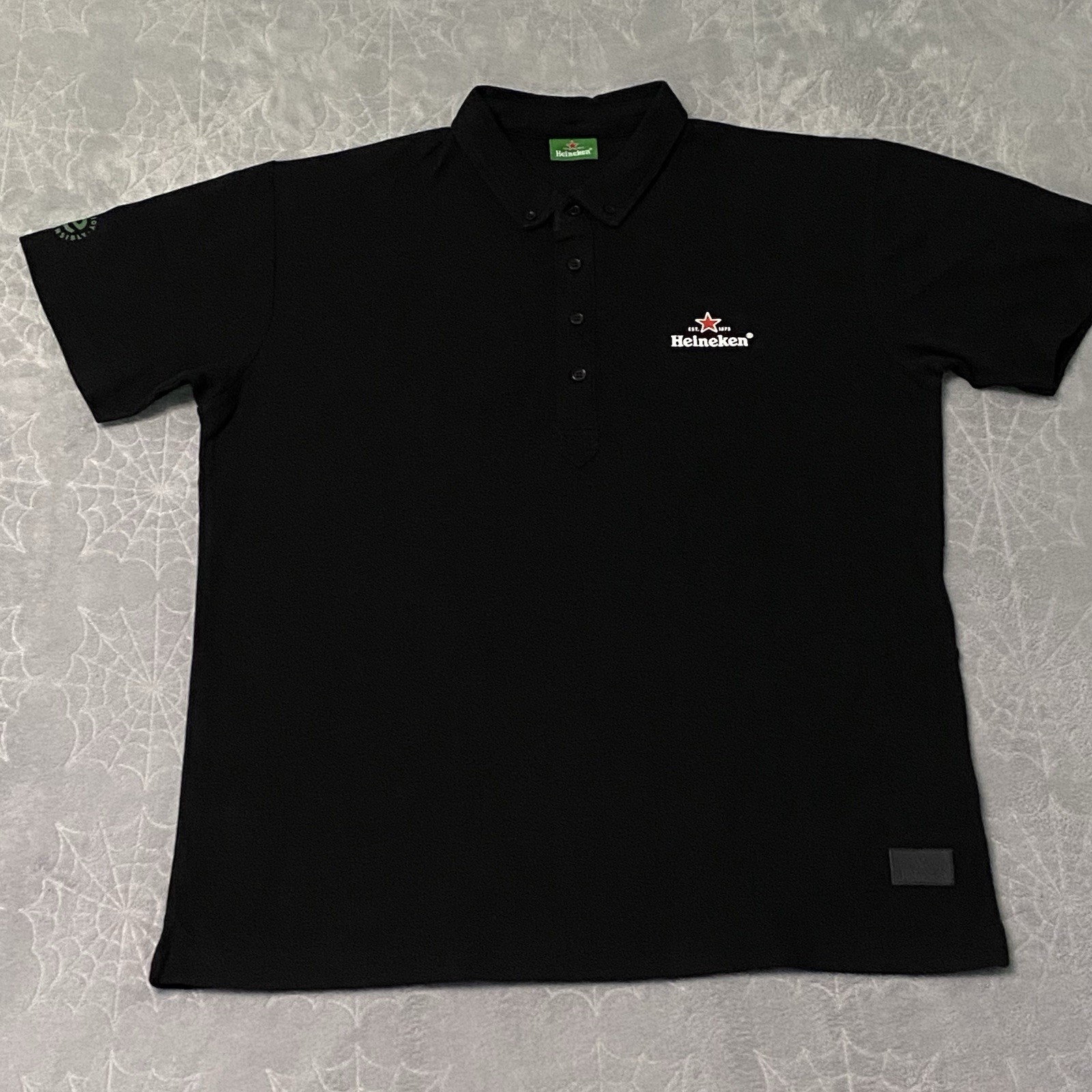 Heineken Official Polo Shirt Men XL Black Logo Dutch Amsterdam Beer Bar Pub Golf