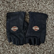 Harley Davidson Women's Leather On Road Fingerless Black Glove Size Large