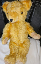Vintage Mohair Arms Legs Jointed Teddy Bear Yellow Collectible 20.5 in