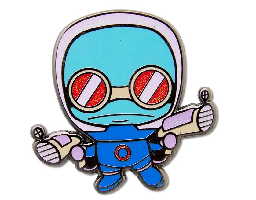 Embossed Enamel Lapel Pin Badge - DC Comics Chibi Villain Mr. Freeze NEW Glitter