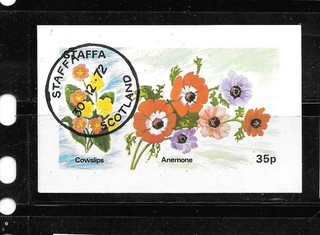 STAFFA SCOTLAND 1972 FLOWERS IMPERF SOUVENIR SHEET CTO USED XF PICTORAL STAMP