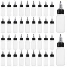 40 Pack 1oz Dispensing Bottles Boston Round HDPE Plastic with Twist Top Cap