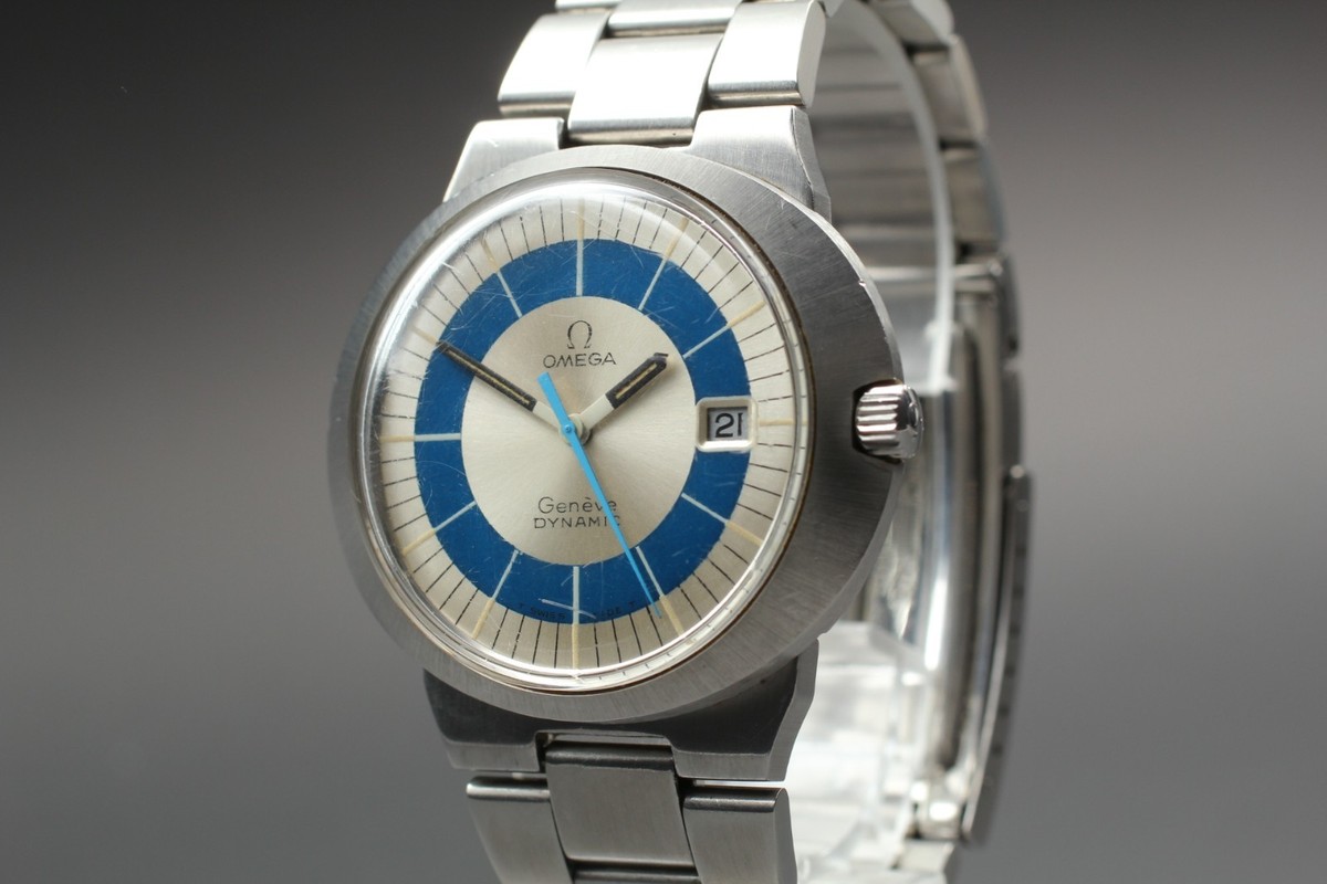 Vintage OMEGA Geneve Dynamic Hand Winding Cal.613 Silver Blue Dial