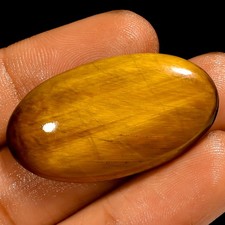 100 Natural Tiger Eye Oval Cabochon Loose Gemstone 35 Ct. 34X18X6 mm UG-3019