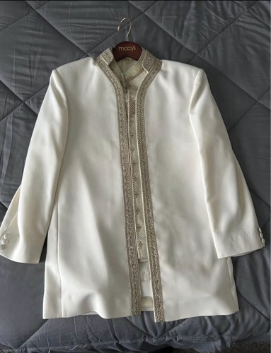 MEN’S INDIAN WEDDING SHERWANI / JODHPURI SUIT – IVORY / CREAM – COMPLETE OUTFIT