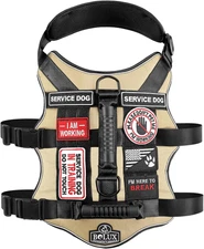 Tactical Dog Harness with 7 Pcs Tags, Service Dog in Training Harness with Easy