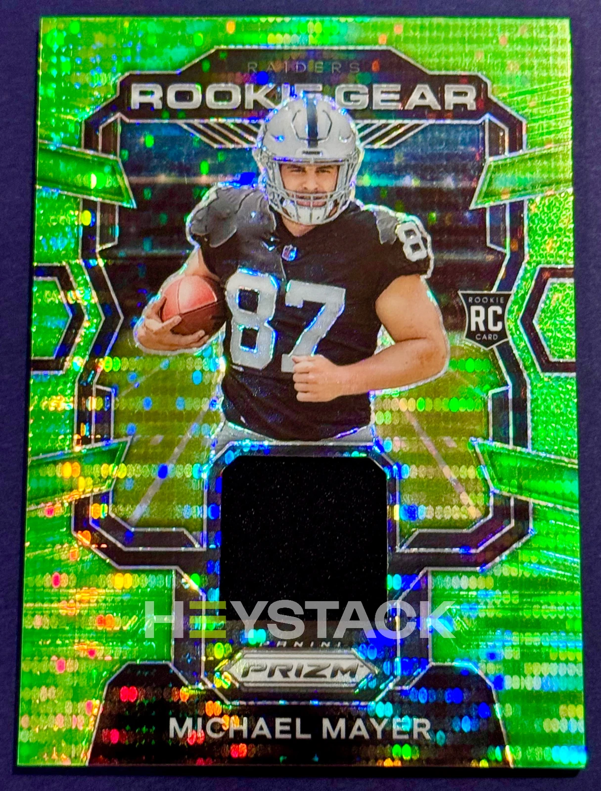 2023 Panini Prizm Michael Mayer Rookie Gear Neon Green Pulsar #RG-MM MEM RC