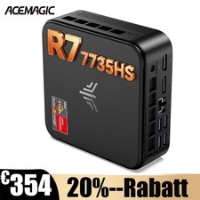 NIPOGI 4K GAMING Mini PC AMD R7 7735HS 24GB LPDDR5 512GB SSD WIFI 6 Win11 PRO