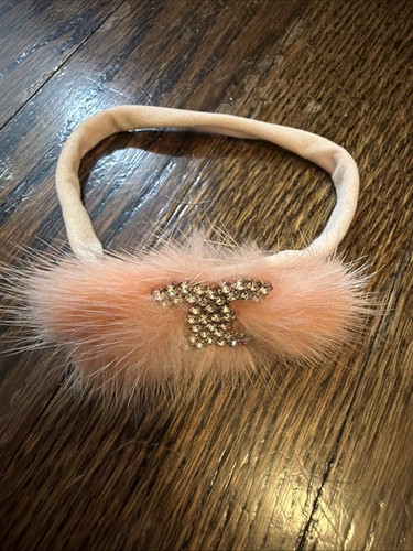 Chanel Logo  0-3 Month Pink Baby Headband Soft Rhinestone