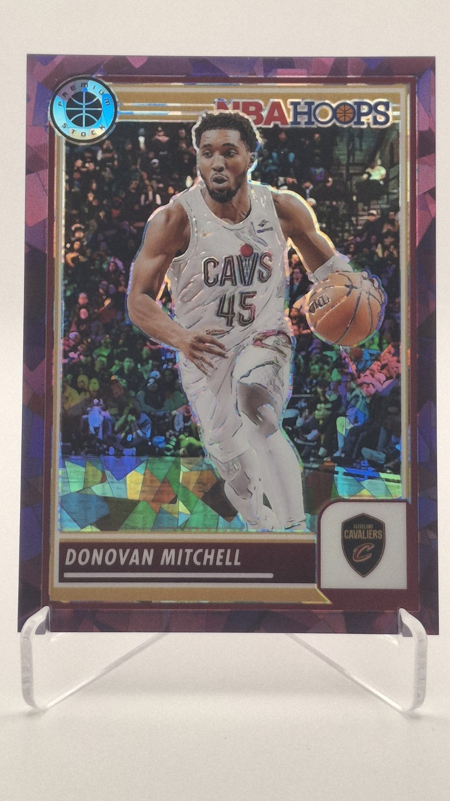 Panini NBA Hoops Premium Stock Donovan Mitchell #36 Purple Ice Prizm Serial /149