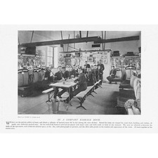 MILITARY In a Company Barrack Room - Antique Print 1896