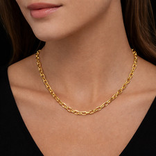 14ct Yellow Gold 2.2mm Oval Belcher Chain Necklace 16