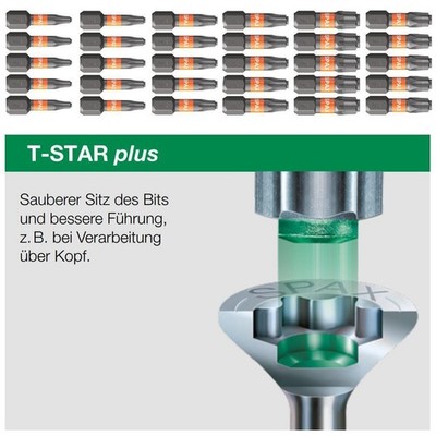 5 Stück SPAX BITs T-Star plus 25 mm T10/T15/T20/T25/T30/T40 kurz im Set Check