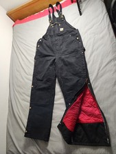 Carhartt Insulated Double Knee Canvas Overalls Mens Size 44x34 Black R41 BLK NEW