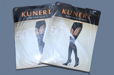 KUNERT SHOW YOUR SECRETS 2 PAAR Strumpfhose Straps-Optik ︎Gr.38-40 BLACK/Schwarz