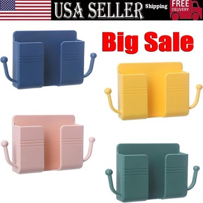 Wall Mounted Phone Charging Organizer Remote Controller Storage Box Plug Holder