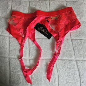  Dita Von Teese Rosabelle Satin Suspender Belt Pink Pizzazz S/10