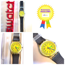 Swatch Gent Neu NOS Lemon Iceberg GK116 1989 Vintage Armbanduhr 80er