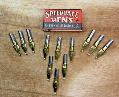 Vintage Speedball Pen Nibs Set of 12 A-2 | Original Box | Hunt Mfg USA Orig Box