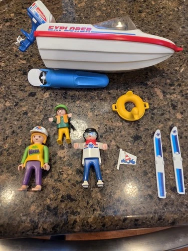 vintage 1980s PLAYMOBIL Explorer Boat Impulse 175 Motor 3 Figures Accessories