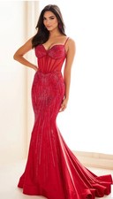Size 4 - Ellie Wilde EW36001 Red Mermaid Prom Dress