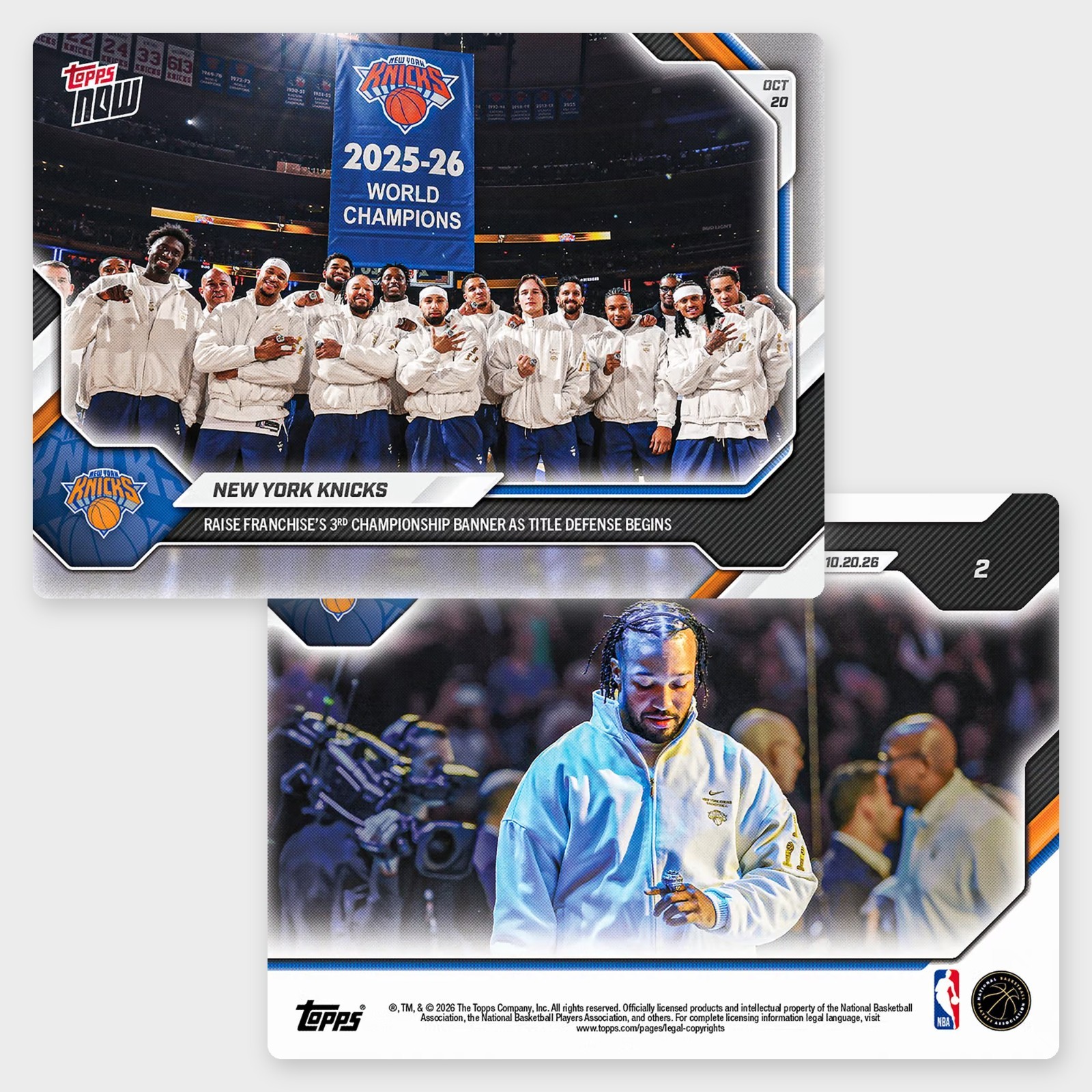 NEW YORK KNICKS RAISE CHAMPIONSHIP BANNER! 2026-27 NBA Topps Now #2 - PRESALE