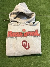 Vintage Oklahoma Sooners hoodie mens medium gray nike football rose bowl RK