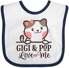 Inktastic Gigi And Pop Love Me Grandchild Kitty Baby Bib Grandkids Grandchildren