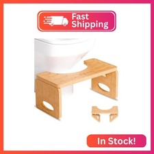 Beinilai Foldable Toilet Stool,7 Inches Bamboo Poop Stool for Bathroom