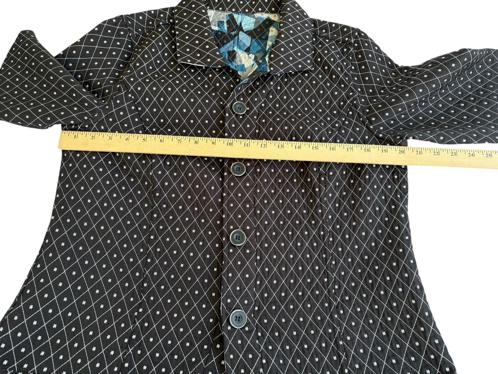 Handmade Reversible Quilted Button Jacket Size Lg… - image 9