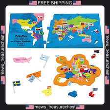 World Map Puzzle for Kids 75 Pieces Flags Capitals Educational Toy