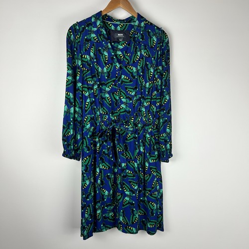Anthropologie Maeve Pippa Butterfly 100% Viscose Mini Dress Blue Green Size M