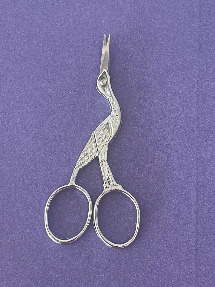 Crane Stork Bird Sewing Embroidery Chrome Scissors 3½" - Image 2 of 4