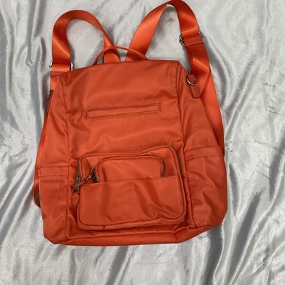 Carpisa Backpack Orange Travel Bag Multiple Zipper Pockets Adjustable Straps
