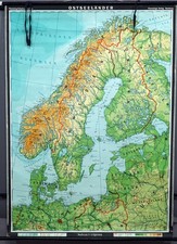 Baltic Countries Rollable Vintage Map Scandinavia WallChart