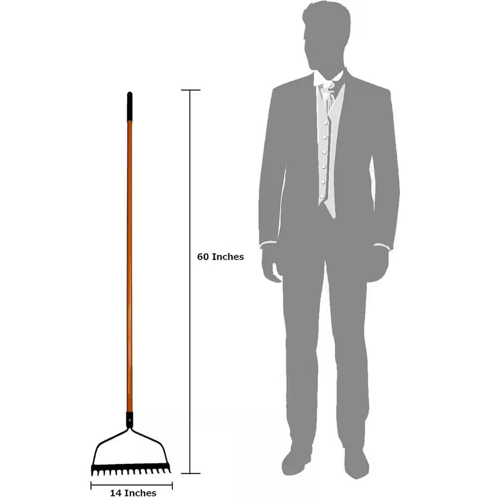 Ashman, 48 In. Handle Length, Bow Rake Fiberglass Rubber Grip Handle, Heavy-Duty