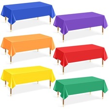 6Pcs Plastic Table Cloth Disposable, Assorted Color Rainbow Tablecloth Colorf...