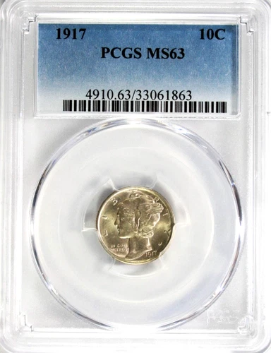 1917 Mercury Dime PCGS MS-63 #GA6-63 "90% Silver"