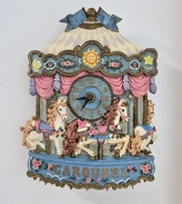Vintage Carousel Wall Clock w/ Music Nursery Room Decor1990's.