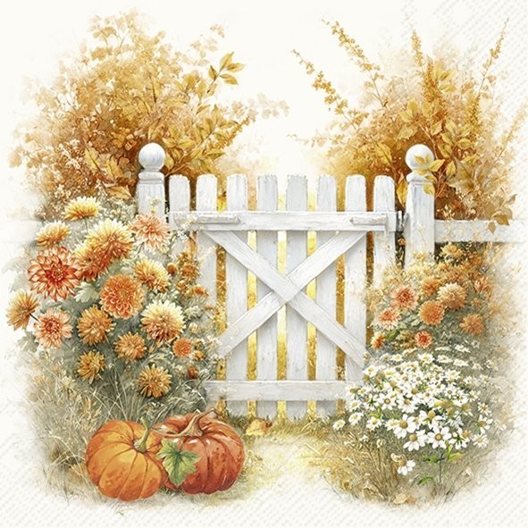 4 xPaper Napkins/33cm/3Ply/Decoupage/Autumn Garden/ Flowers in Autumn Shades