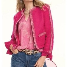 Cabi 6466 Pink Tweed Ballroom Jacket Open Front Womens Sz Medium
