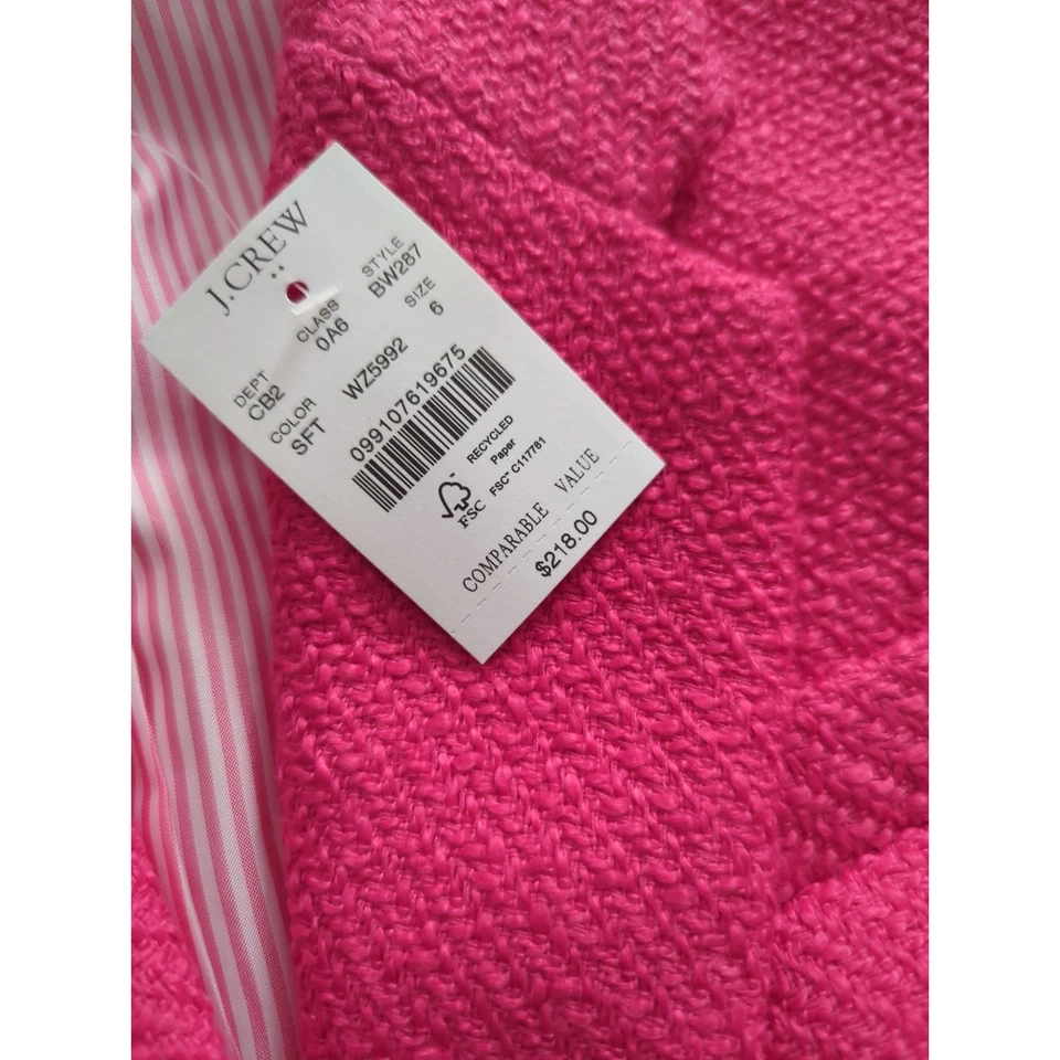 J Crew Fuschia Tweed School Boy Blazer NWT  - Image 4 of 4