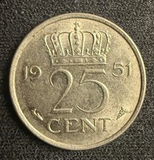 Netherlands, 1951 25 Cents. • KM#10