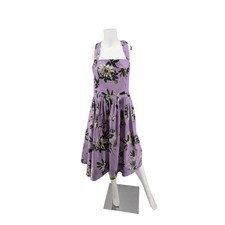 Oscar de la Renta Passionflower  Midi Dress Lavender Purple Floral Size US 12
