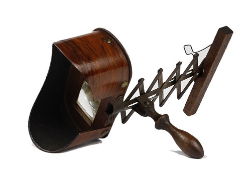Rare Folding & Telescopic STEREOSCOPE / STEREO VIEWER in DARK WOOD & METAL #2 - Picture 3 of 7