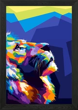 Lion Pop art Framed Wall Art Poster Canvas Print Picture